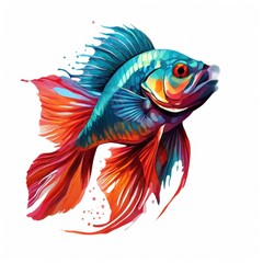 Obraz premium an AI Image Generator, Colorful Betta Fish Swimming Gracefully Against