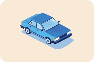 A vector cartoon illustration of a vintage van, featuring a classic design with wheels, a retro silhouette, and a small, travel-ready vehicle model