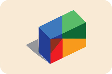 Colorful 3D pie chart icon with business and financial data design