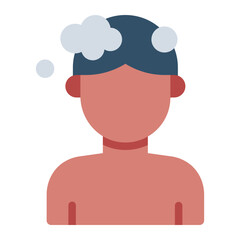 Hair washing flat icon for hygiene and personal care at water parks