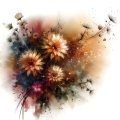 Watercolor background with flowers