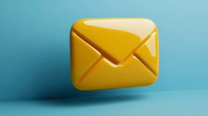 Bright Yellow Email Icon on Soft Blue Background for Digital Marketing
