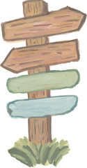 Direction sign board hand drawn watercolour clipart	