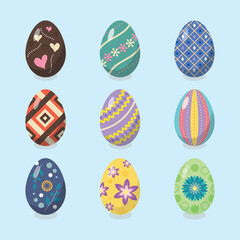 Easter egg variations with various color patterns