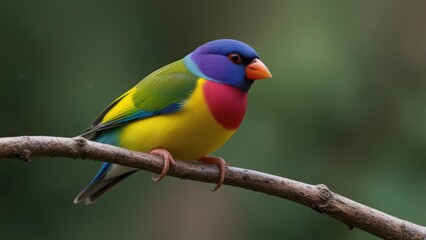 Fototapeta premium Vibrant small bird perched on branch (1)