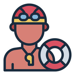 Lifeguard filled line icon for safety and emergency response at water parks