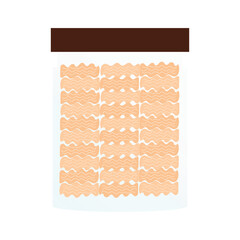 various indonesian pastry in the jar. Indonesian cookies on a white background. These thin, crispy cookies, popular during Aid al Fitri, are neatly stacked inside a clear jar,