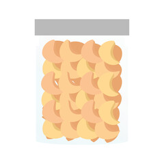 various indonesian pastry in the jar. Indonesian cookies on a white background. These thin, crispy cookies, popular during Aid al Fitri, are neatly stacked inside a clear jar,