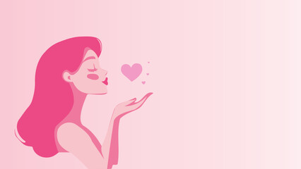 A woman giving a love kiss in the air