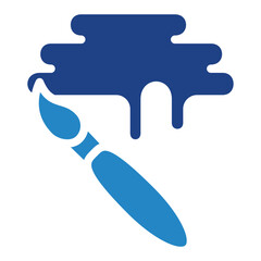 Paintbrush dual tone blue color icon, related to education, kids and baby, kindergarten theme. Use for print, digital concept, UI, UX kit, web and app development.	