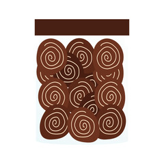 various indonesian pastry in the jar. Indonesian cookies on a white background. These thin, crispy cookies, popular during Aid al Fitri, are neatly stacked inside a clear jar,