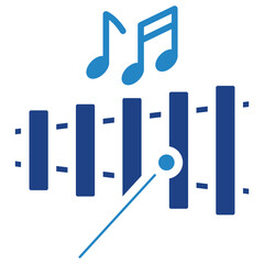 Xylophone dual tone blue color icon, related to education, kids and baby, kindergarten theme. Use for print, digital concept, UI, UX kit, web and app development.	