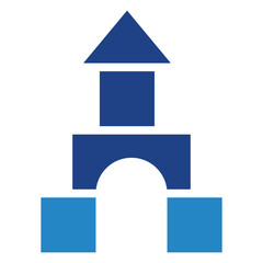 Building Blocks dual tone blue color icon, related to education, kids and baby, kindergarten theme. Use for print, digital concept, UI, UX kit, web and app development.	