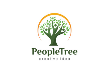 Creative People Tree Logo Design Template
