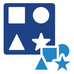 Toy dual tone blue color icon, related to education, kids and baby, kindergarten theme. Use for print, digital concept, UI, UX kit, web and app development.	