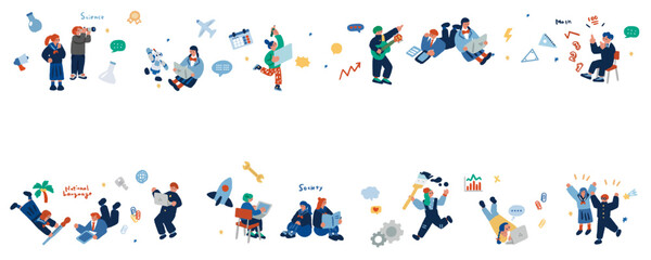 楽しい学校生活をイメージするおしゃれな手書きのイラスト
