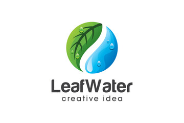 Creative Leaf Water Logo Design Template