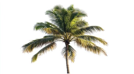 Lush green coconut palm tree isolated on white background. (1)