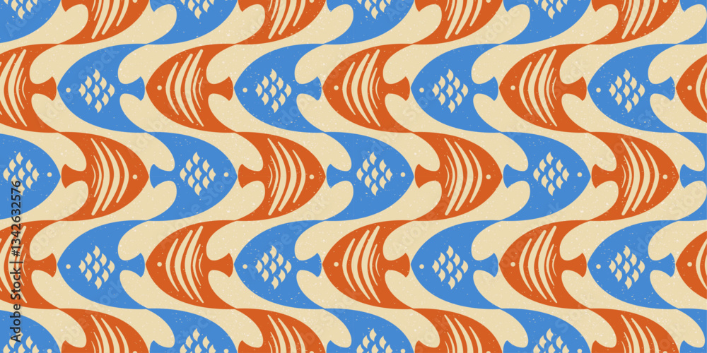 Poster alternating fish, main pattern. fish in a row.