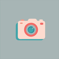 Pink camera icon vector illustration