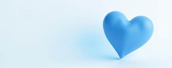 Single blue heart shape with subtle gradient against white background, elegance, modern