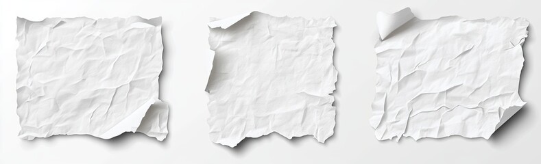 Obraz premium Three crumpled white paper pieces isolated on white background. (1)