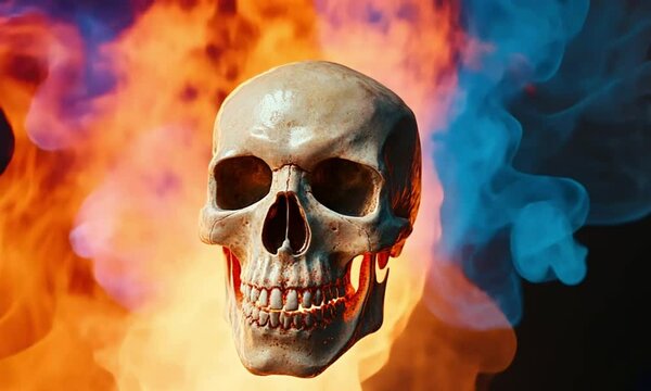 skull in flames