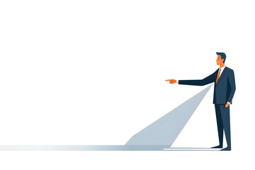 Businessman Pointing the Way Forward with Light Beam Direction Concept
