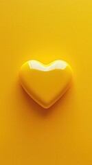 Bright Yellow Heart Shape Capsule on Smooth Yellow Background