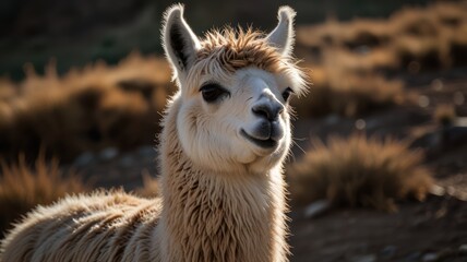 Obraz premium Close-up of a fluffy alpaca (1)