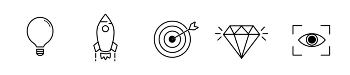 mission, vision, goal, values icon.