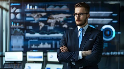 A businessman confidently presenting investment opportunities