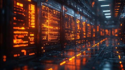 Cyberpunk Corridor: Neon Lights and Digital Architecture