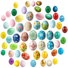 Beautifully Decorated Easter Eggs Set on a Clear Background, Perfect for Seasonal Designs and Creative Projects.