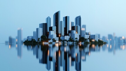 Obraz premium Sustainable Cityscape Eco Friendly Urban Development at Dusk