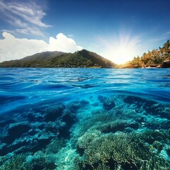 Fototapeta premium coral reef and sea