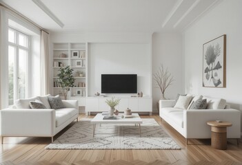 Modern living room design cozy home interior photography bright environment wide angle minimalist concept for seo impact