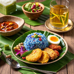 Authentic Nasi Kerabu &ndash; Traditional Colorful Nyonya Blue Rice Dish