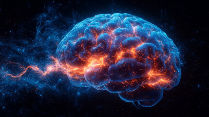 Dynamic brain insights digital realm visual concept sci-fi style futuristic viewpoint