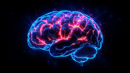 Dynamic brain visualization digital art abstract high-tech environment close-up neuroscience concept