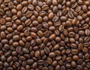 Fototapeta premium A visually appealing arrangement of coffee beans showing different roast levels from light to dark.