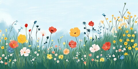 Charming Spring Wildflowers Poster, Floral Art

