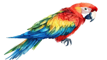 Fototapeta premium Bright blue and yellow macaw, exotic tropical parrot with bright yellow beak and colorful feathers, isolated on transparent background