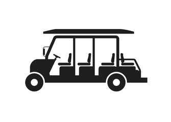 Long golf car. Simple illustration in black and white.