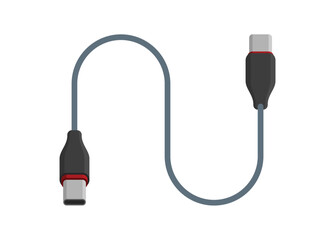 Data cable USB type C to type C. Simple flat illustration.
