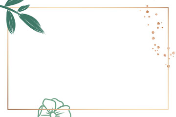 Frame png gold and green botanical leaves