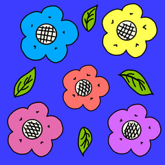seamless pattern with flowers and summer