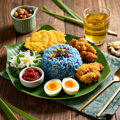 Authentic Nasi Kerabu &ndash; Traditional Colorful Nyonya Blue Rice Dish