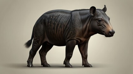 Fototapeta premium Side view of a tapir-like mammal. Detailed illustration of a walking animal with distinct markings