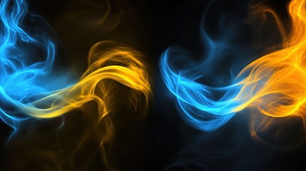 Fototapeta premium Dynamic blue and yellow light motion effect. A vibrant and energetic visual display capturing movement and energy.